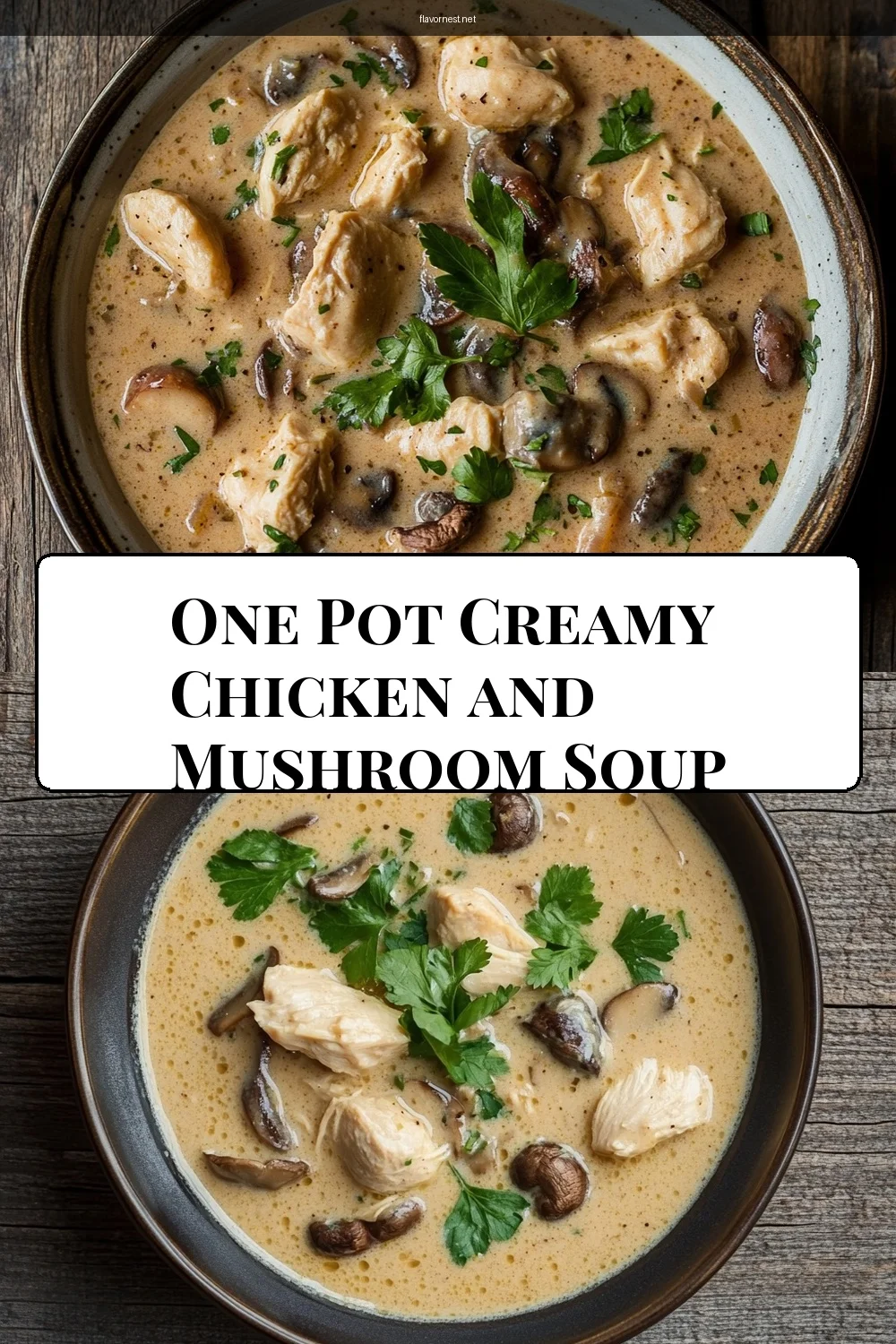 one pot creamy chicken and mushroom soup pin