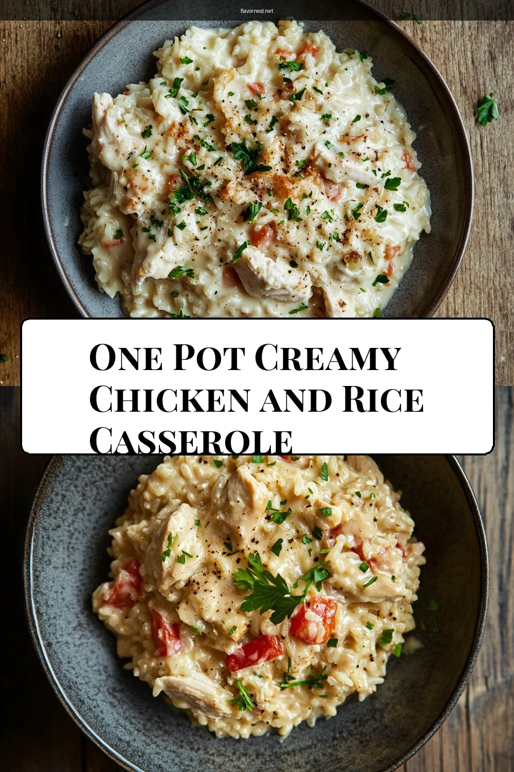 one pot creamy chicken and rice casserole pin