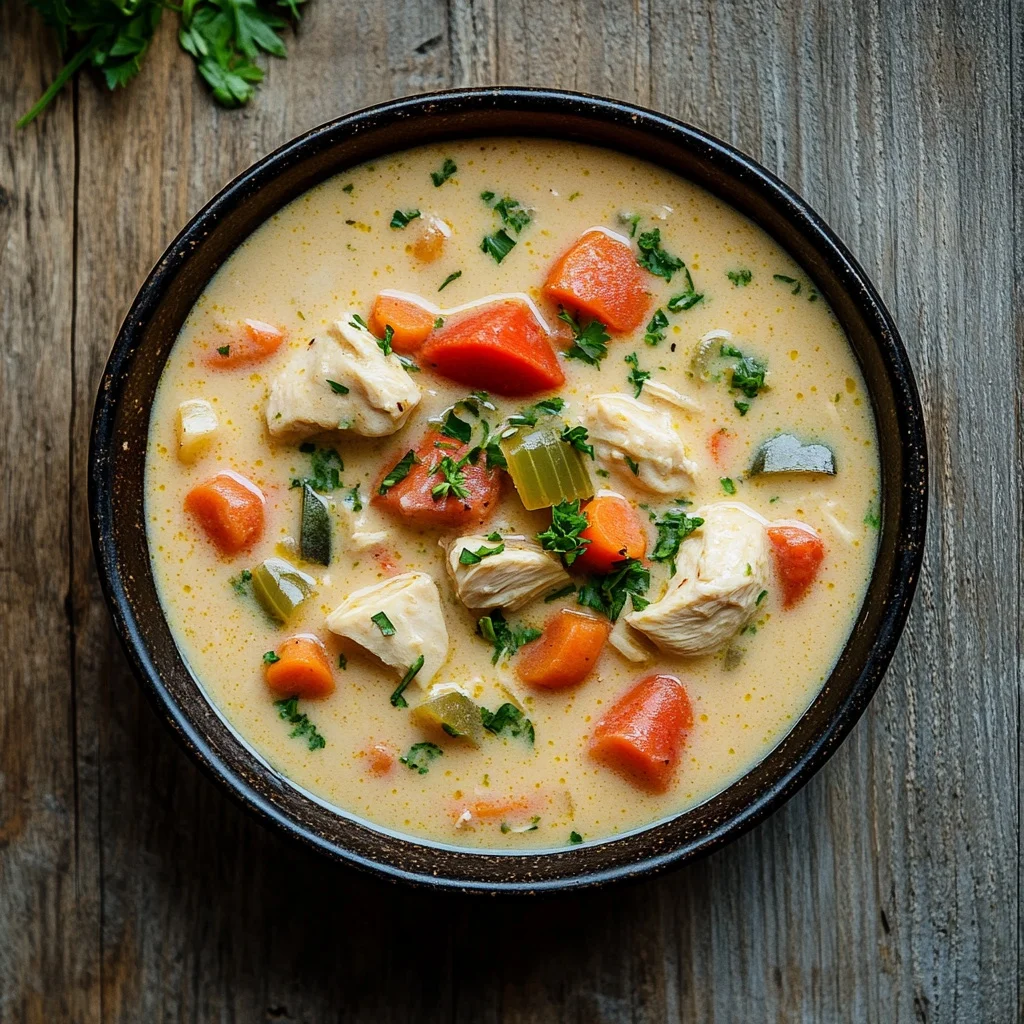 one pot creamy chicken and vegetable soup serving suggestion