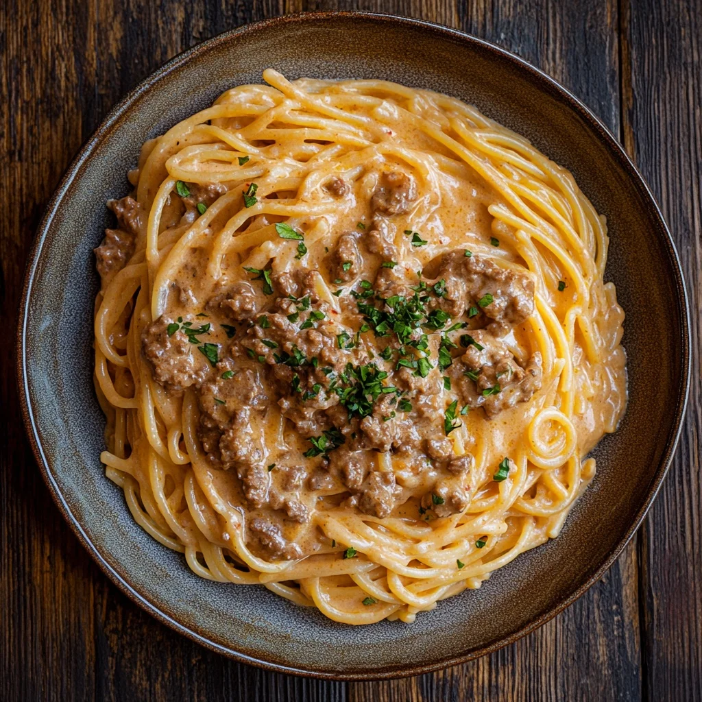 one-pot spaghetti with creamy beef sauce ingredients
