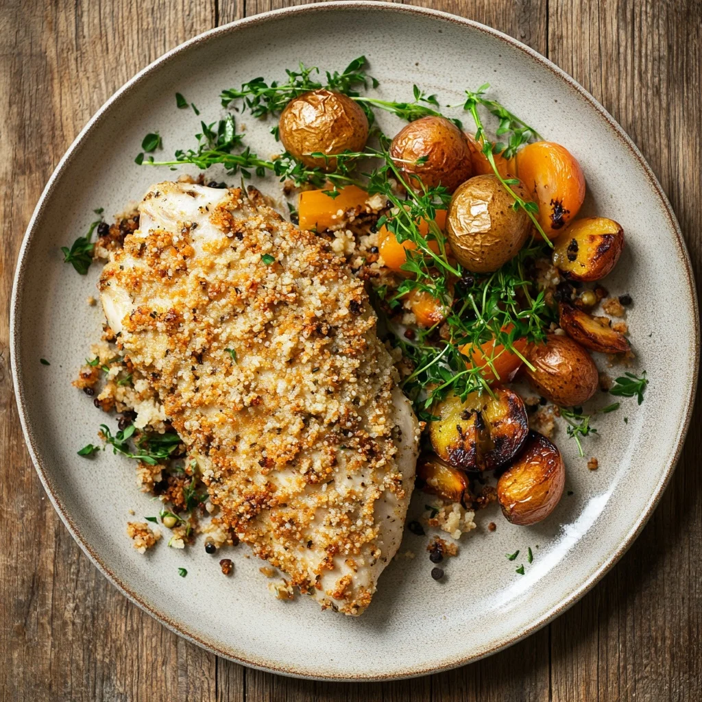 parmesan crusted sheet pan chicken dinner recipe serving suggestion