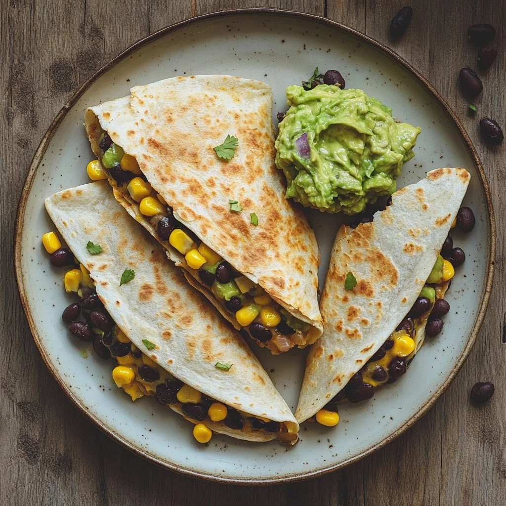 quick black bean and corn quesadillas with guacamole