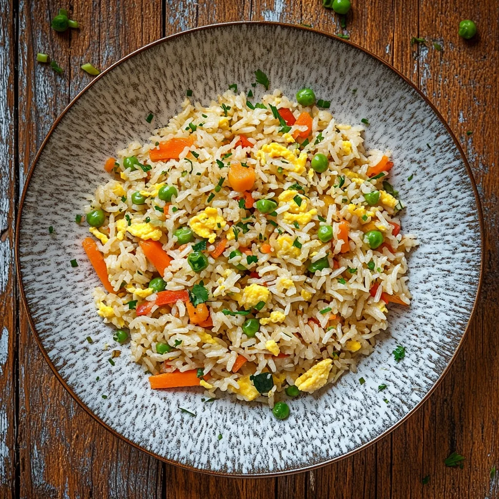 quick egg fried rice with vegetables