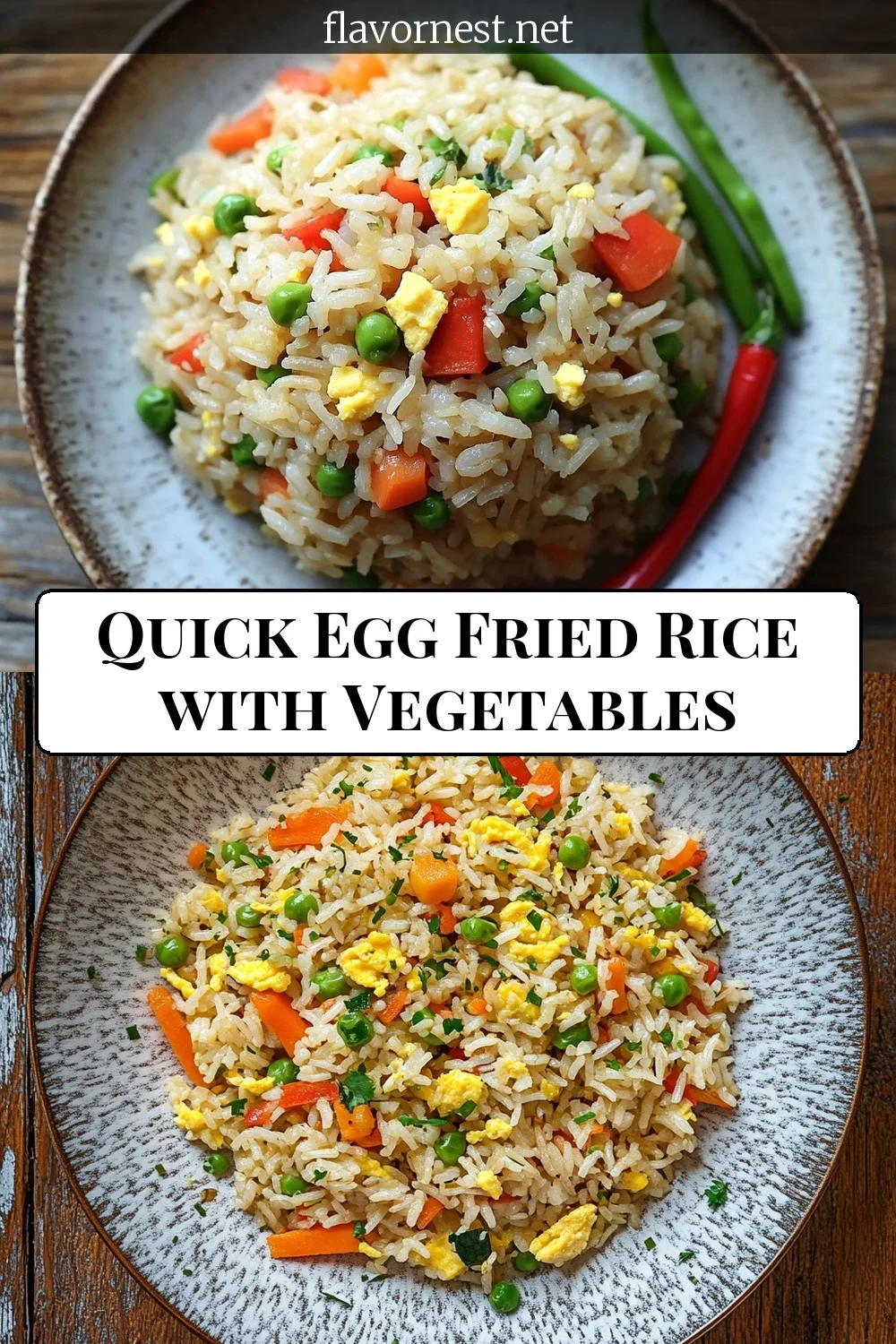 quick egg fried rice with vegetables pin