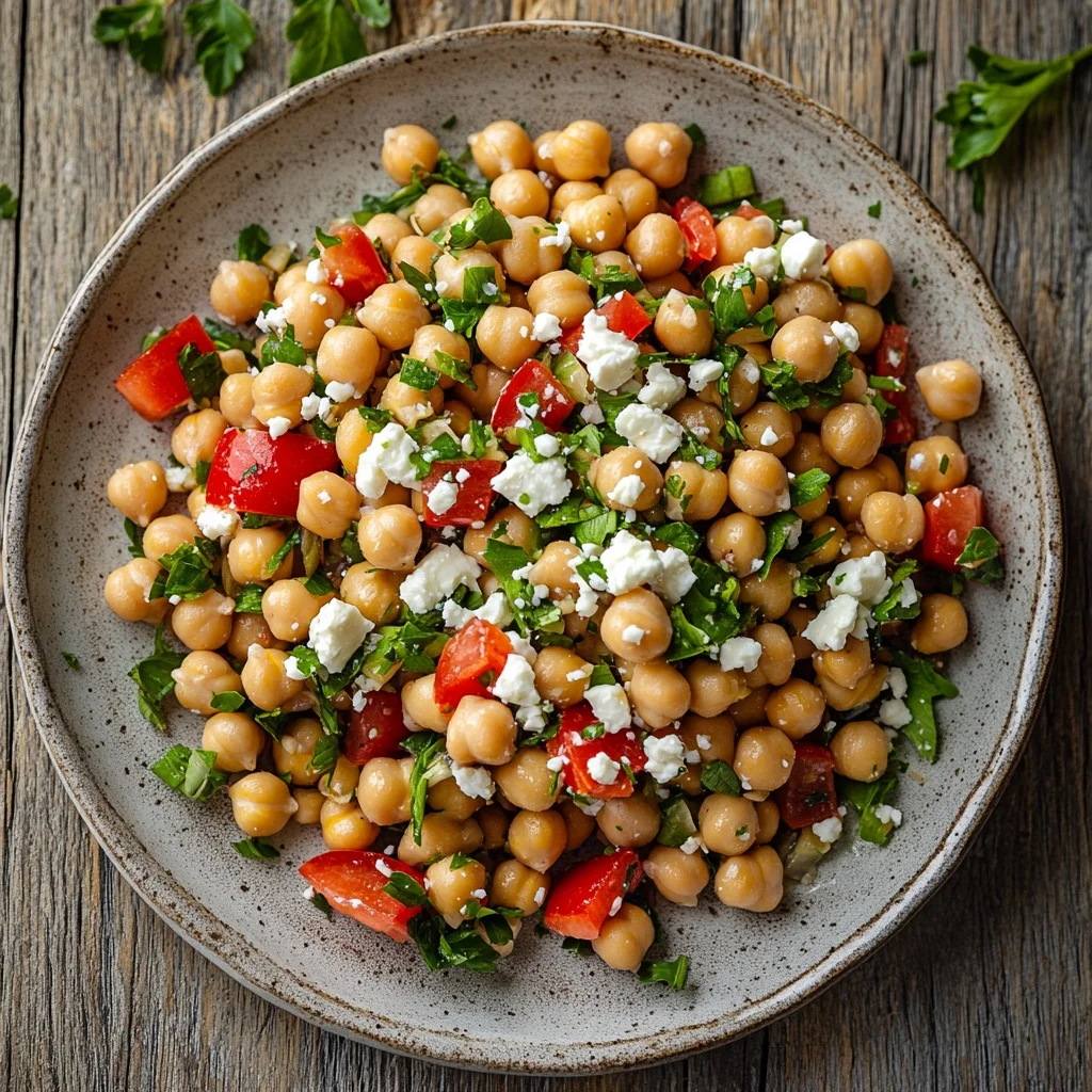 quick mediterranean chickpea salad with feta