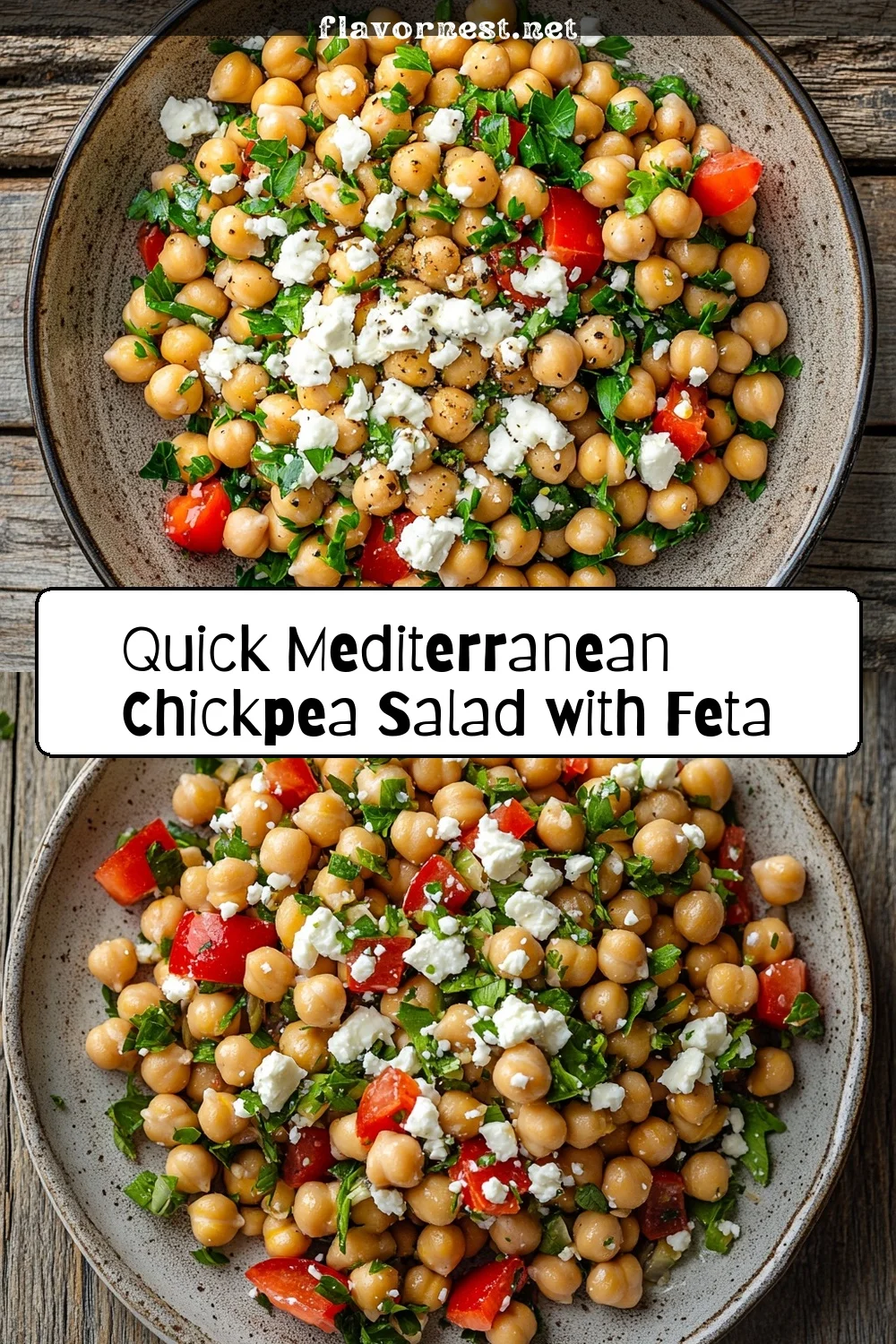 quick mediterranean chickpea salad with feta pin