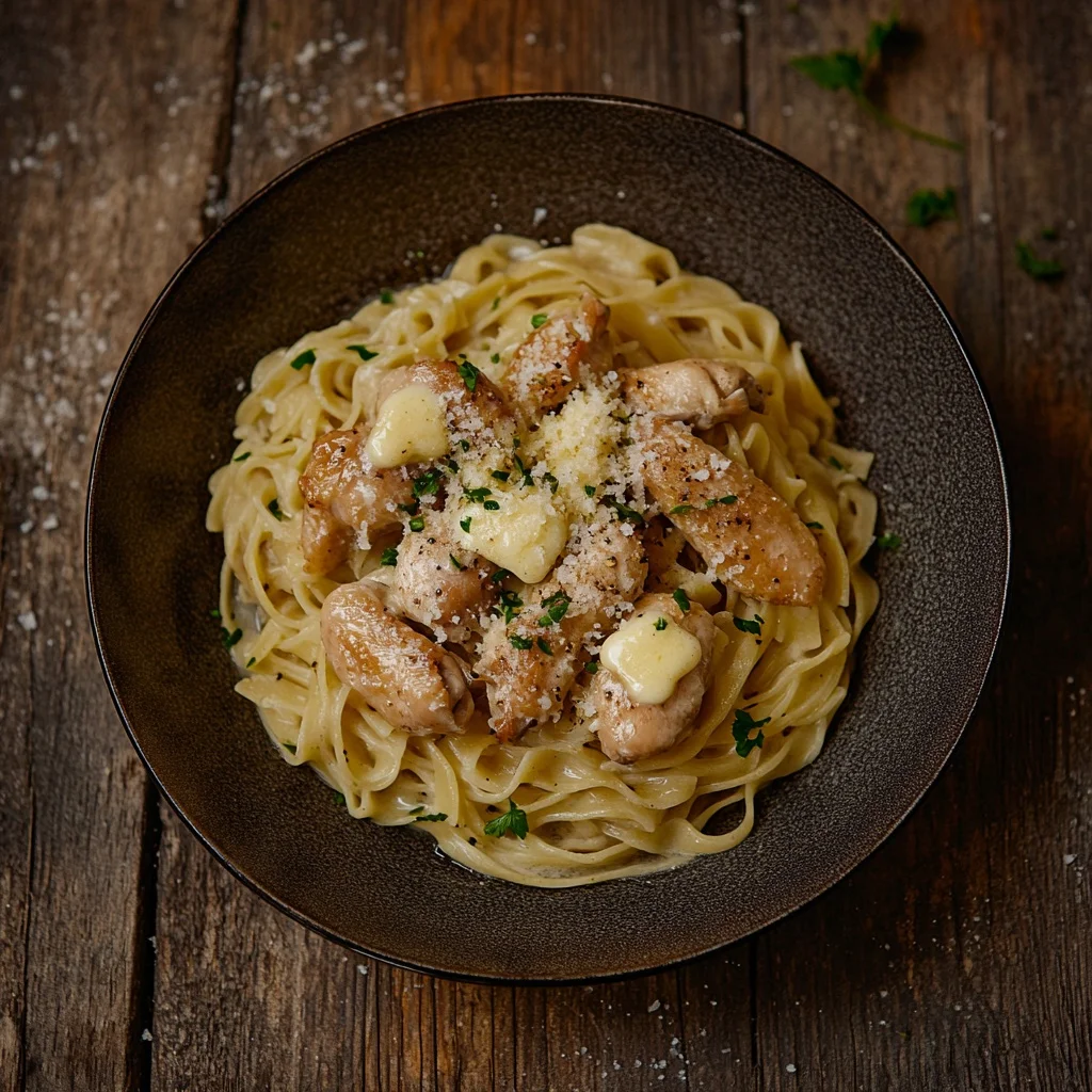 savory one-pan chicken with buttered noodles