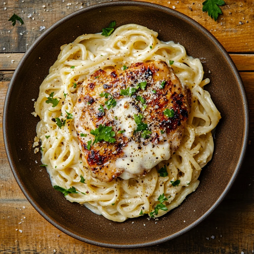 savory one-pan chicken with buttered noodles serving suggestion