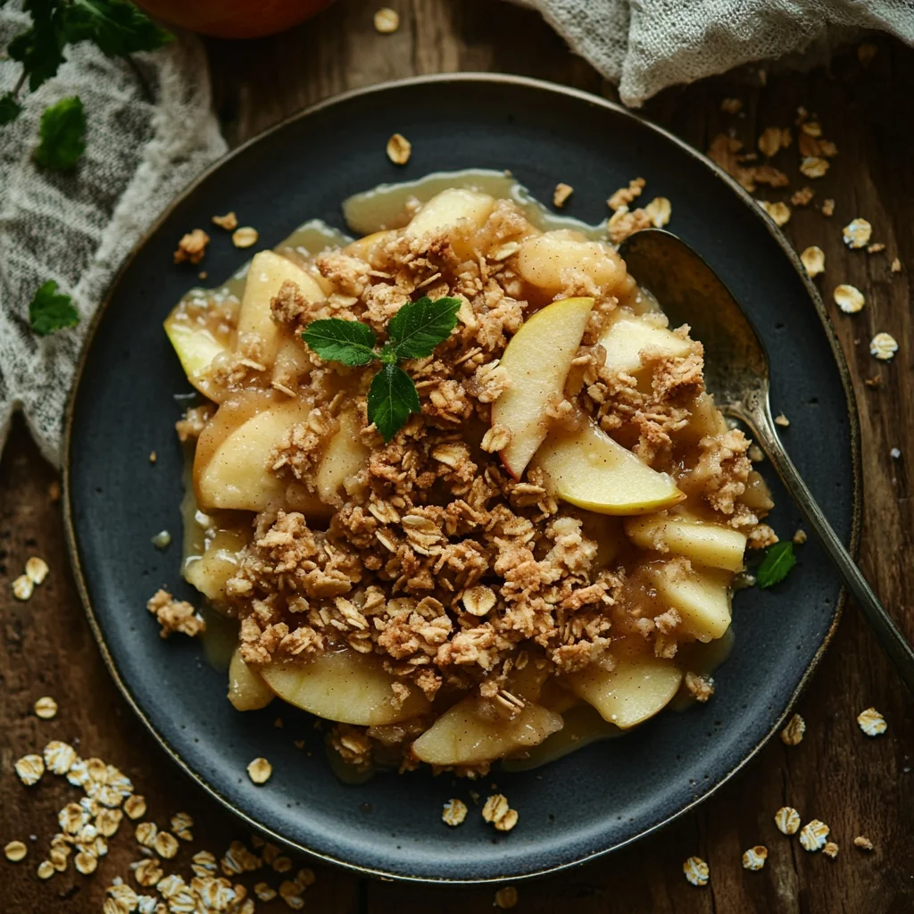 simple apple crisp with oats serving suggestion