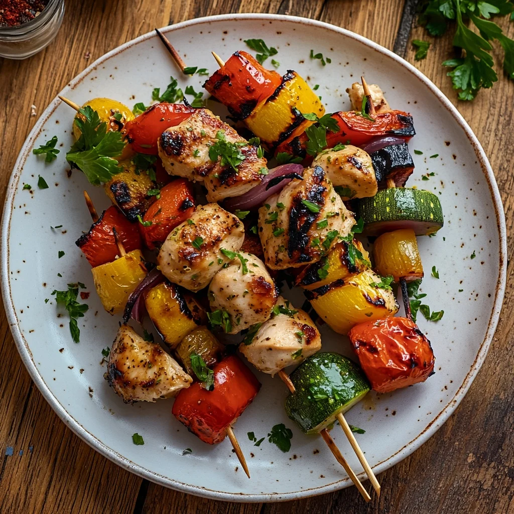 simple chicken and vegetable skewers