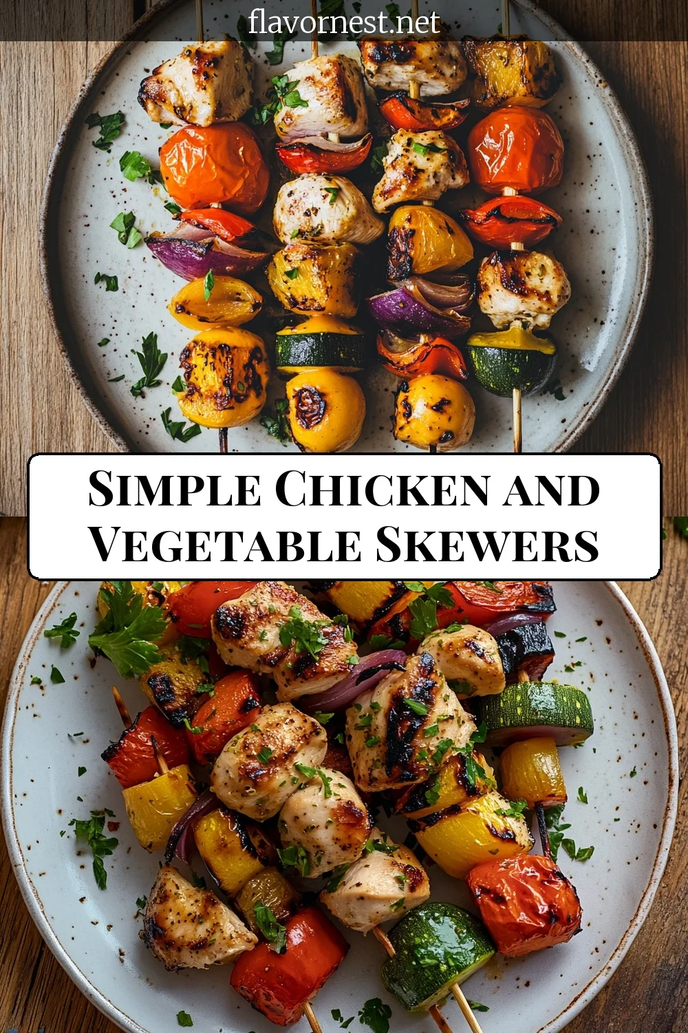 simple chicken and vegetable skewers pin