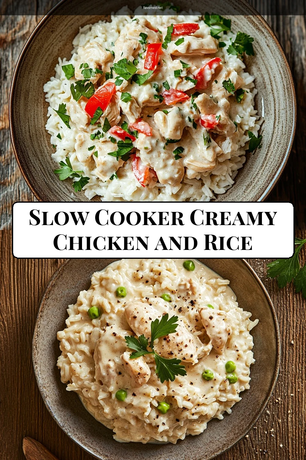 slow cooker creamy chicken and rice pin