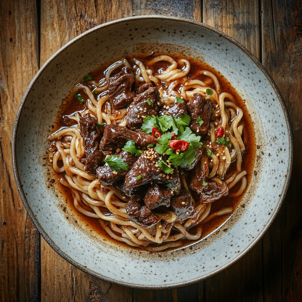 sticky beef noodles