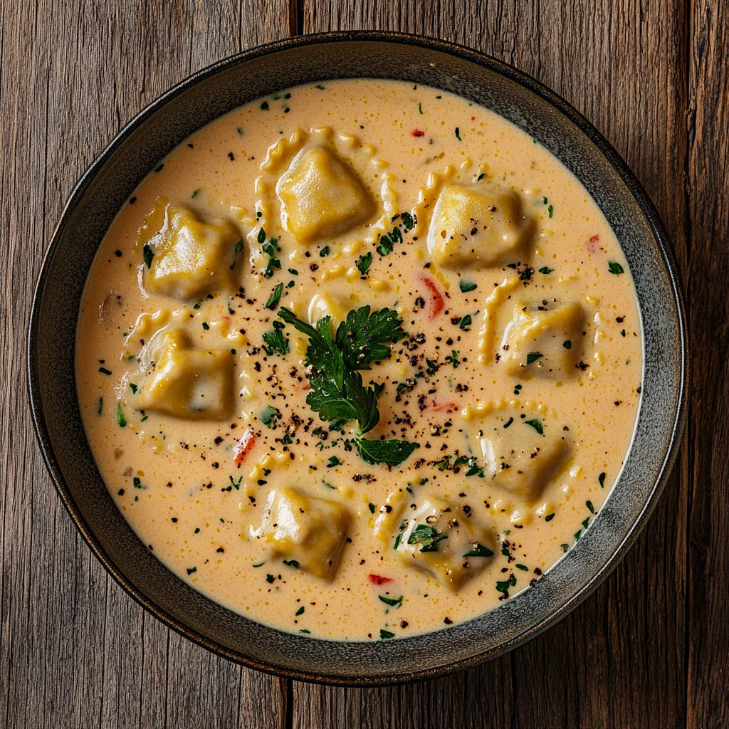 cozy creamy ravioli soup — one-pot
