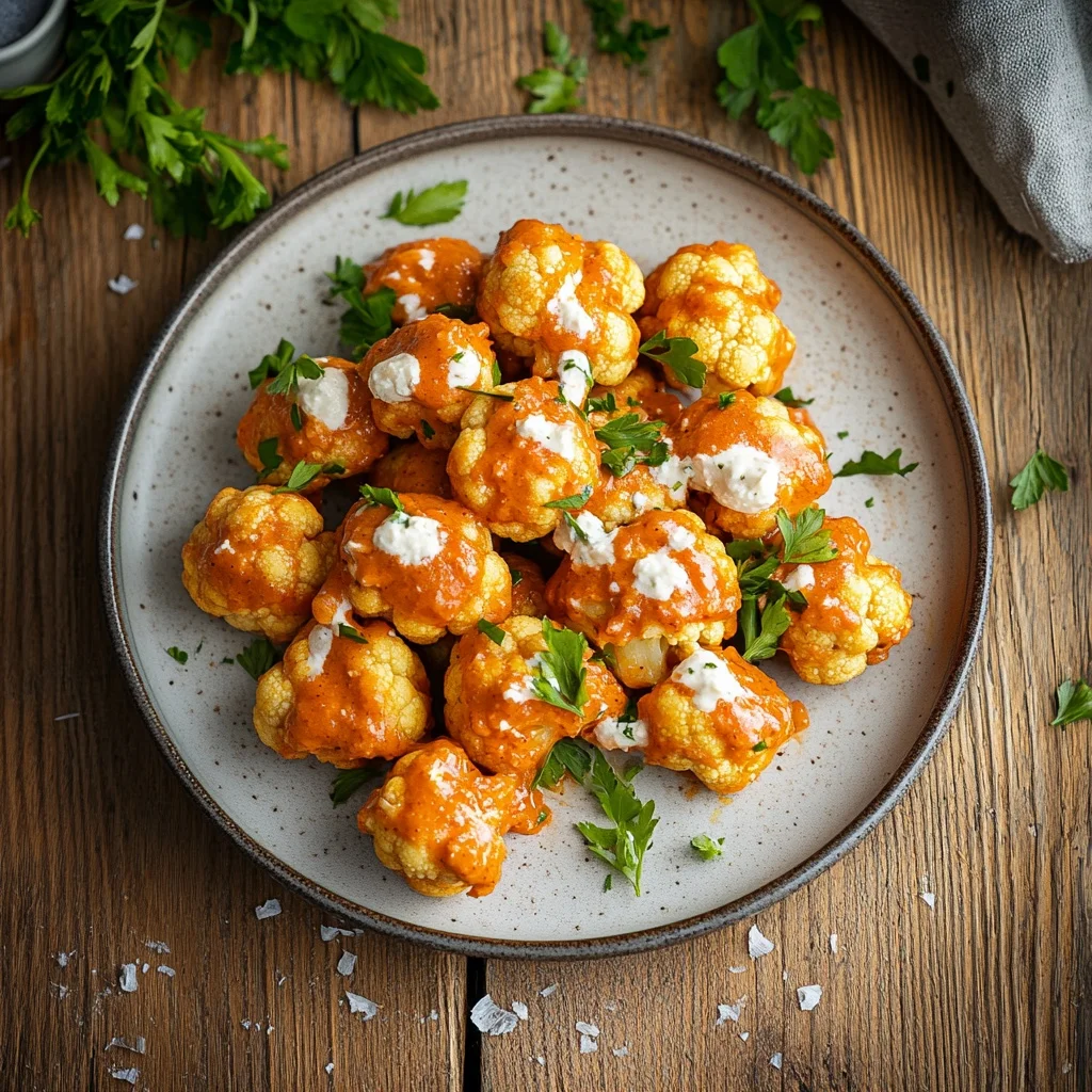 air fryer buffalo cauliflower bites serving suggestion