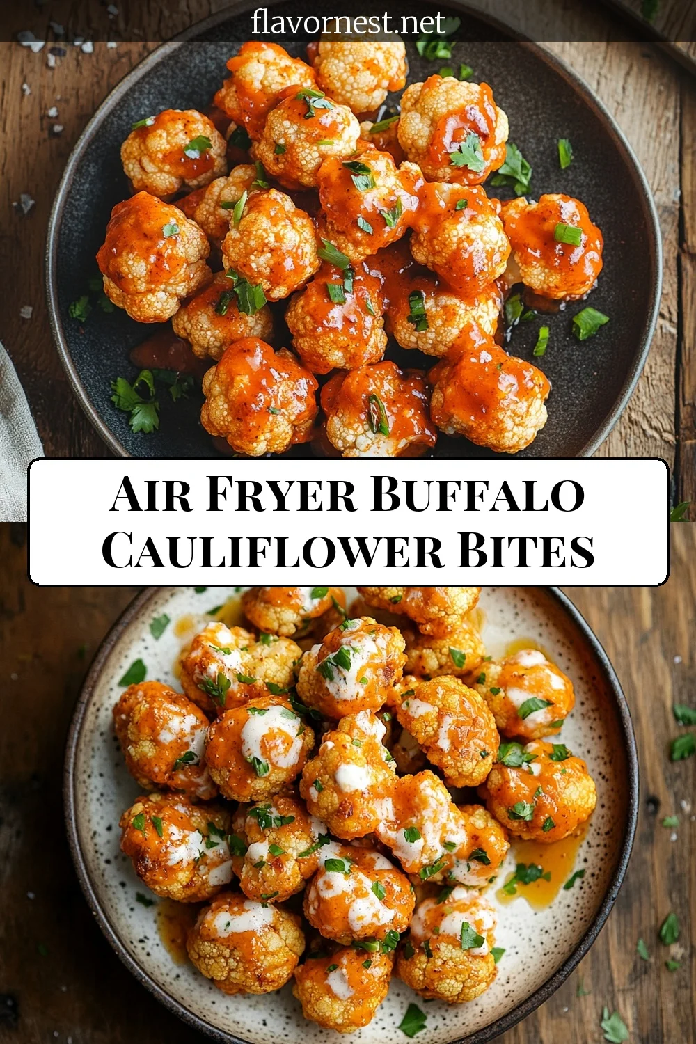 air fryer buffalo cauliflower bites pin