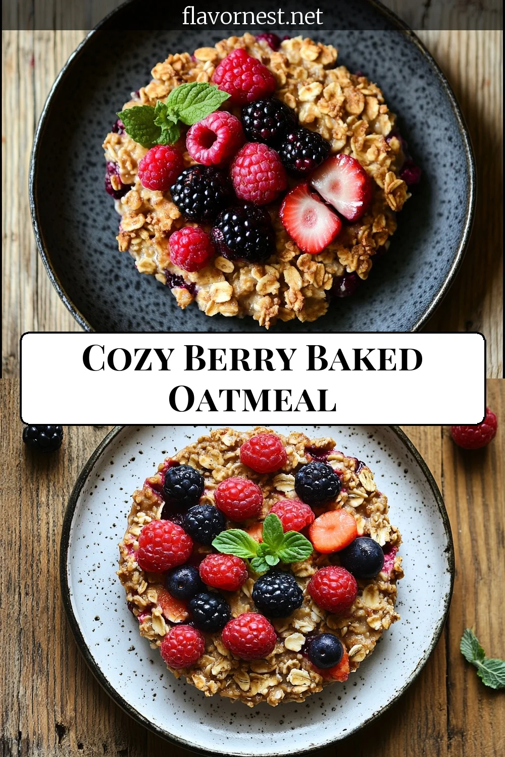 baked oatmeal with berries pin