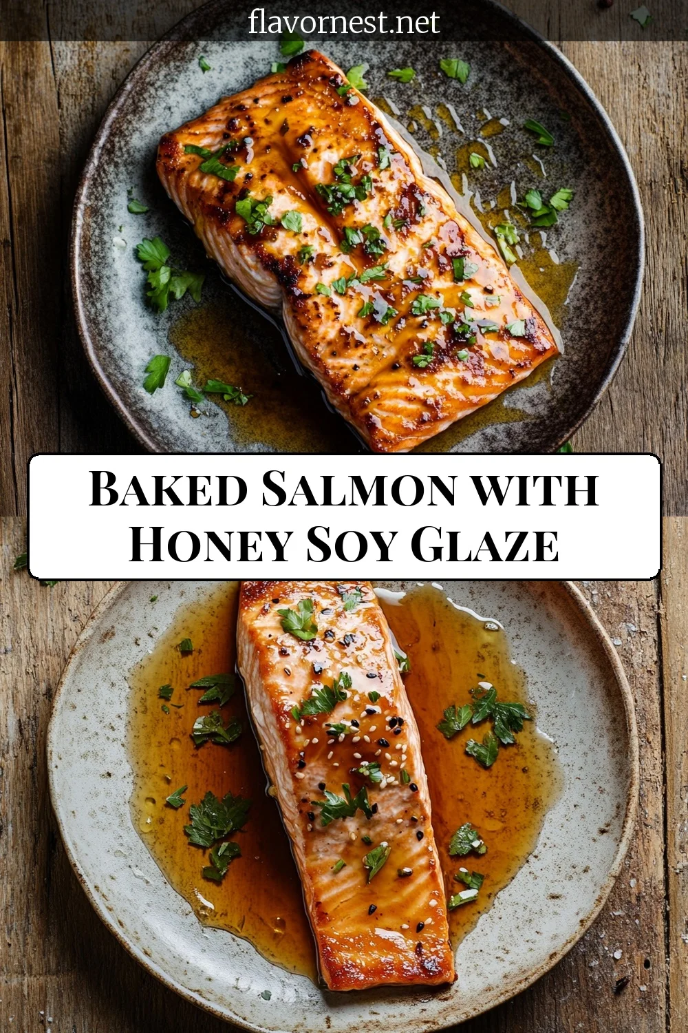 baked salmon with honey soy glaze pin