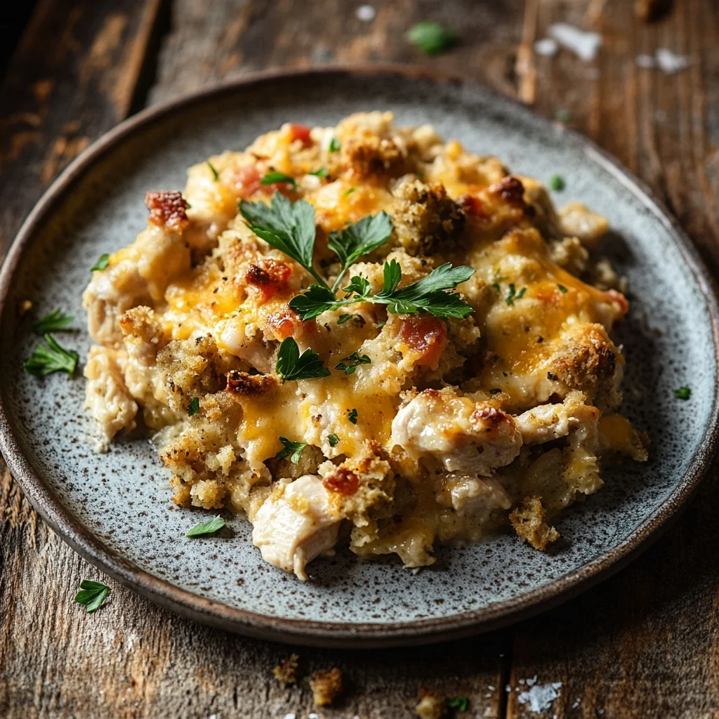 cheesy chicken and stuffing casserole