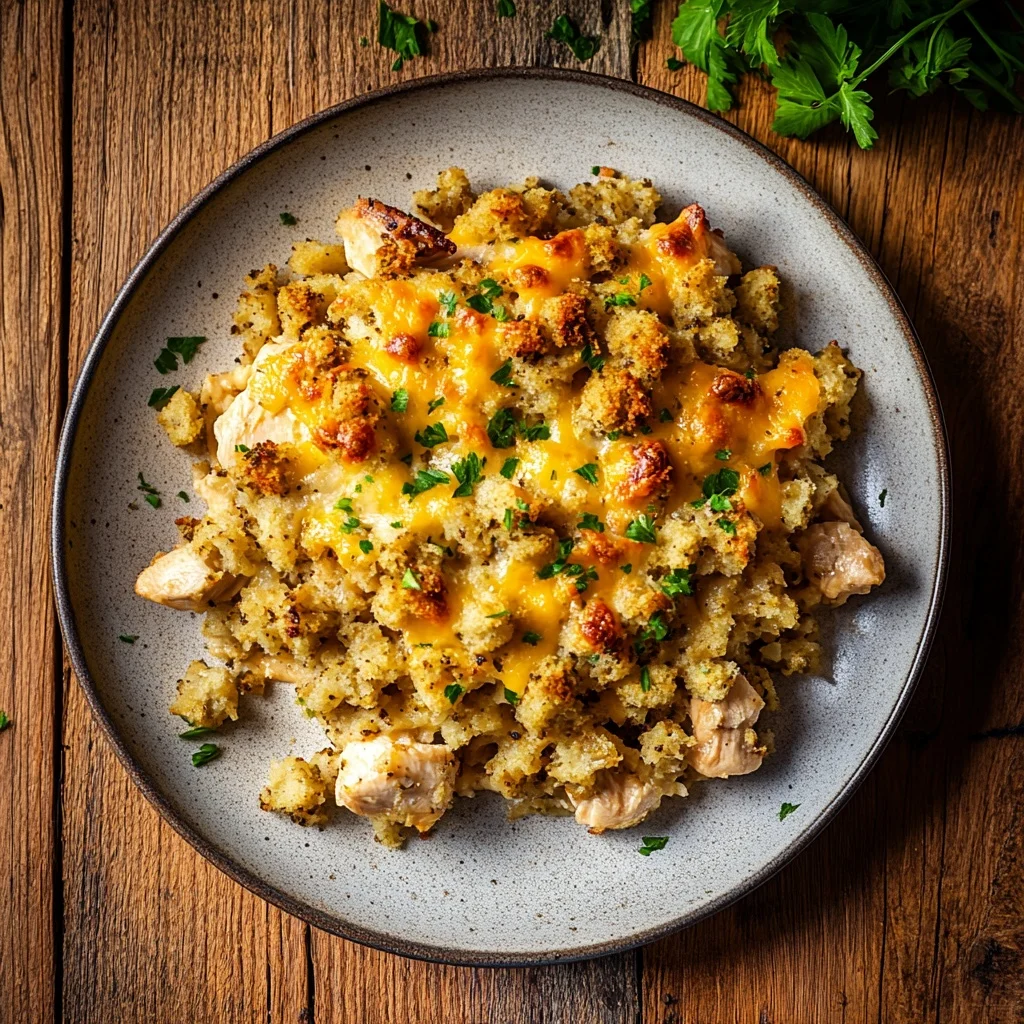 cheesy chicken and stuffing casserole serving suggestion