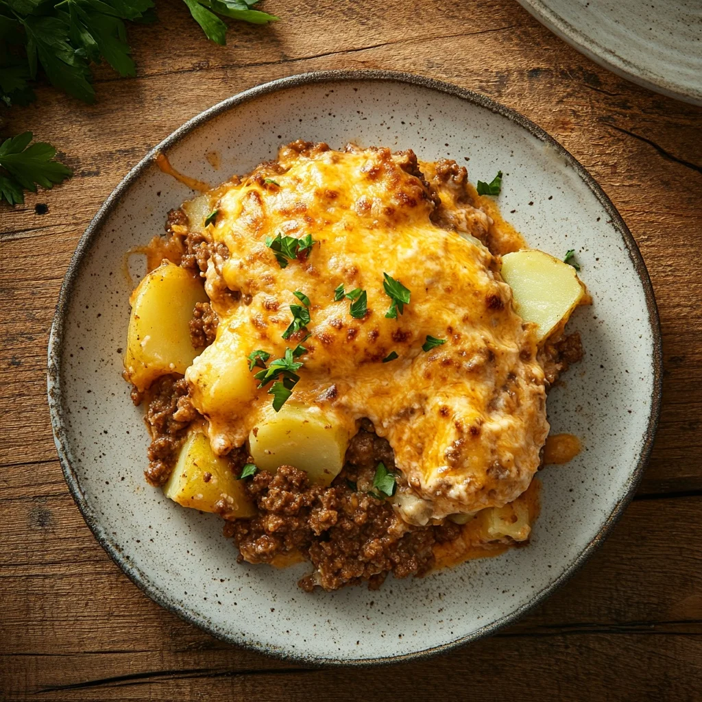 cheesy ground beef and potato casserole serving suggestion