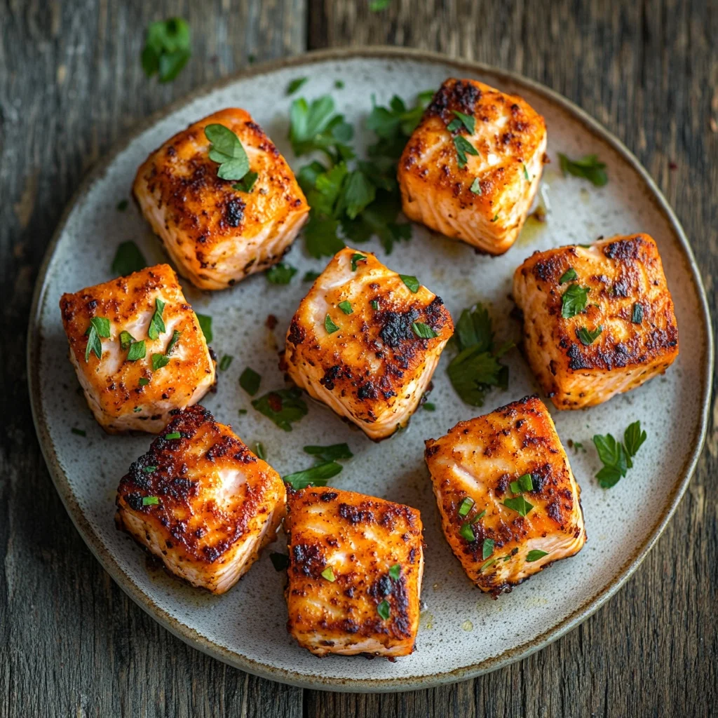 easy air fryer salmon bites serving suggestion