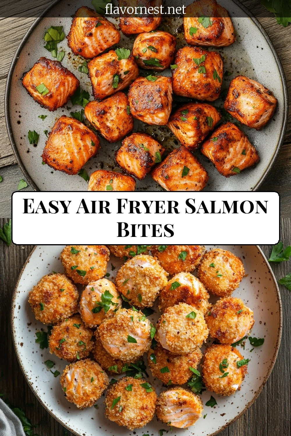 easy air fryer salmon bites pin