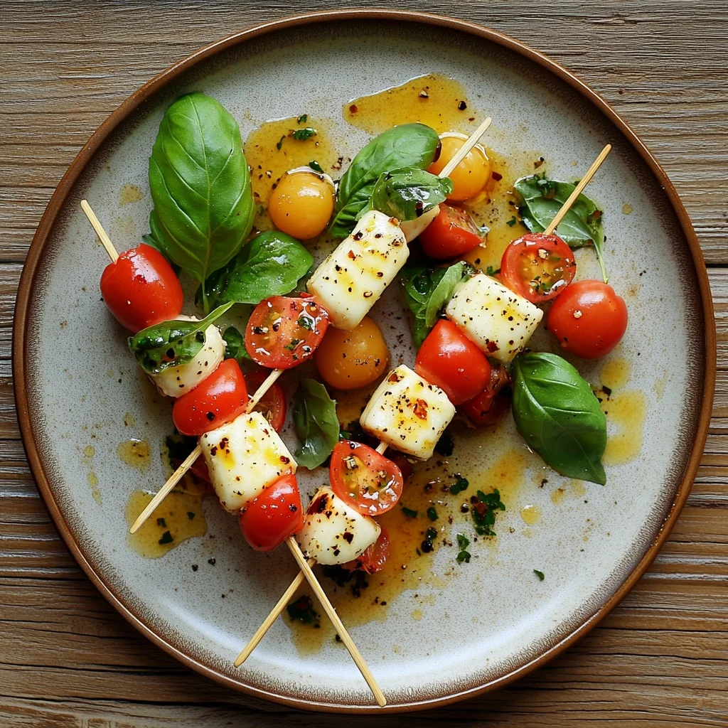 easy caprese salad skewers serving suggestion