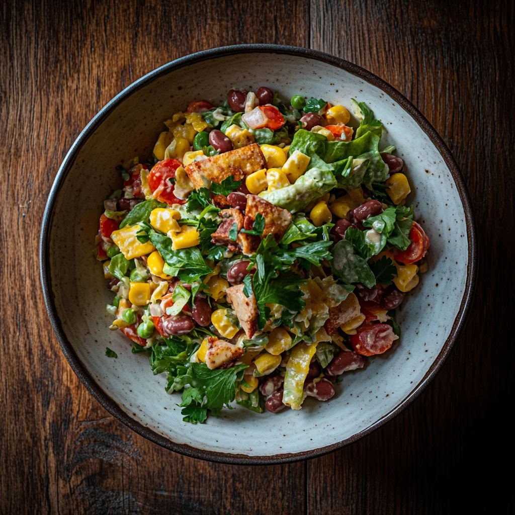 easy cowboy salad hearty protein bowl serving suggestion