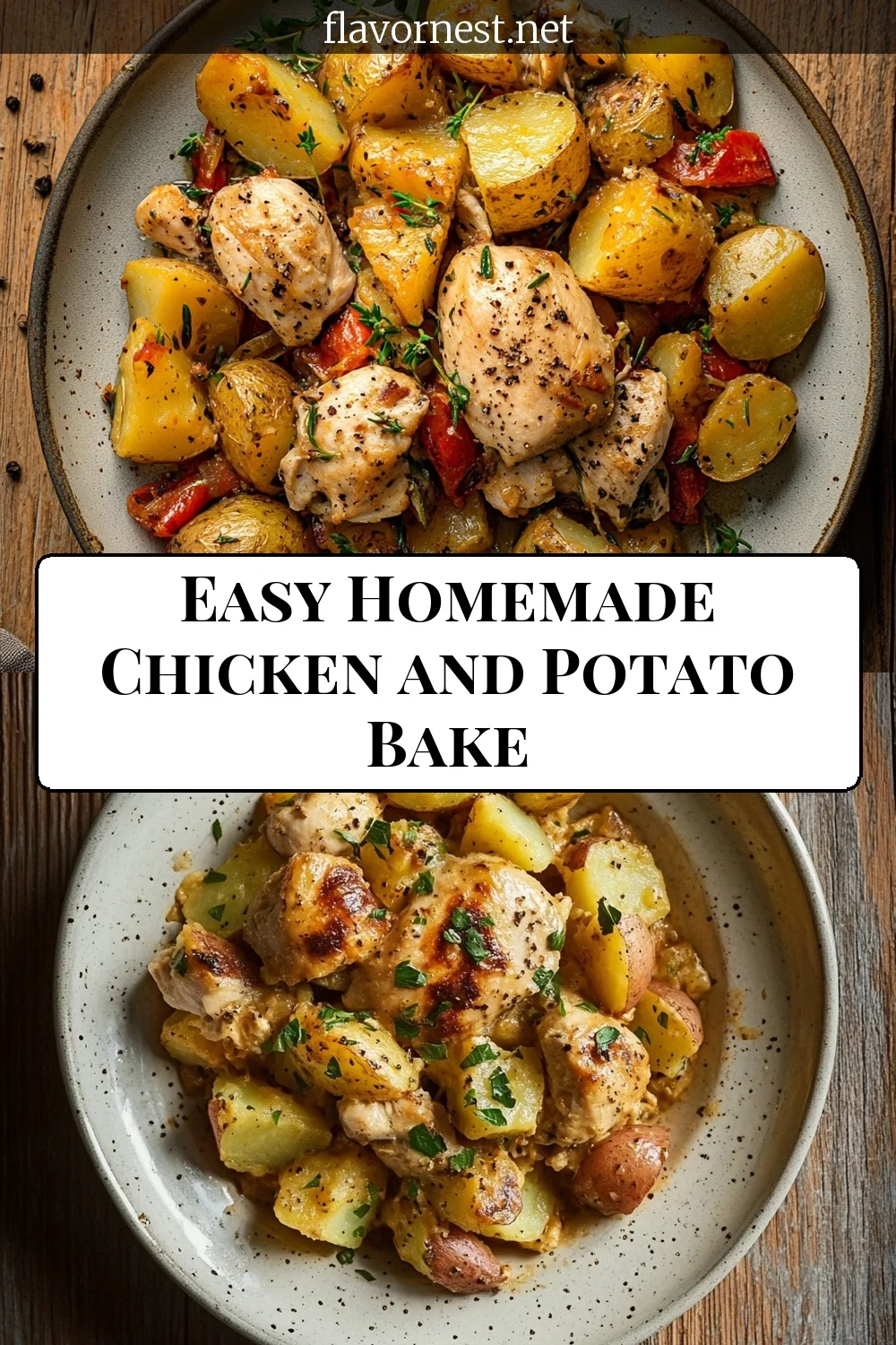 easy homemade chicken and potato bake pin