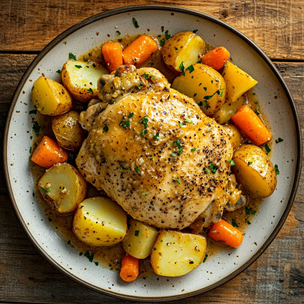 garlic butter crockpot chicken with potatoes and carrots ingredients