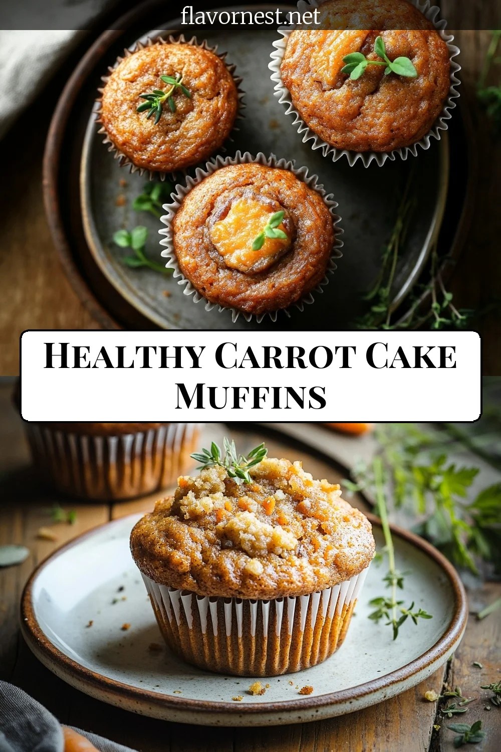 healthy carrot cake muffins pin