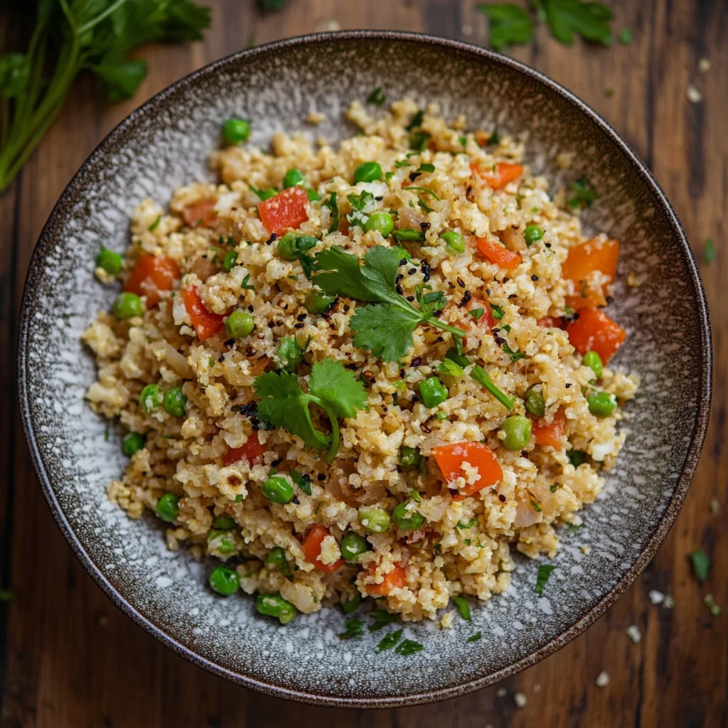 healthy cauliflower fried rice serving suggestion