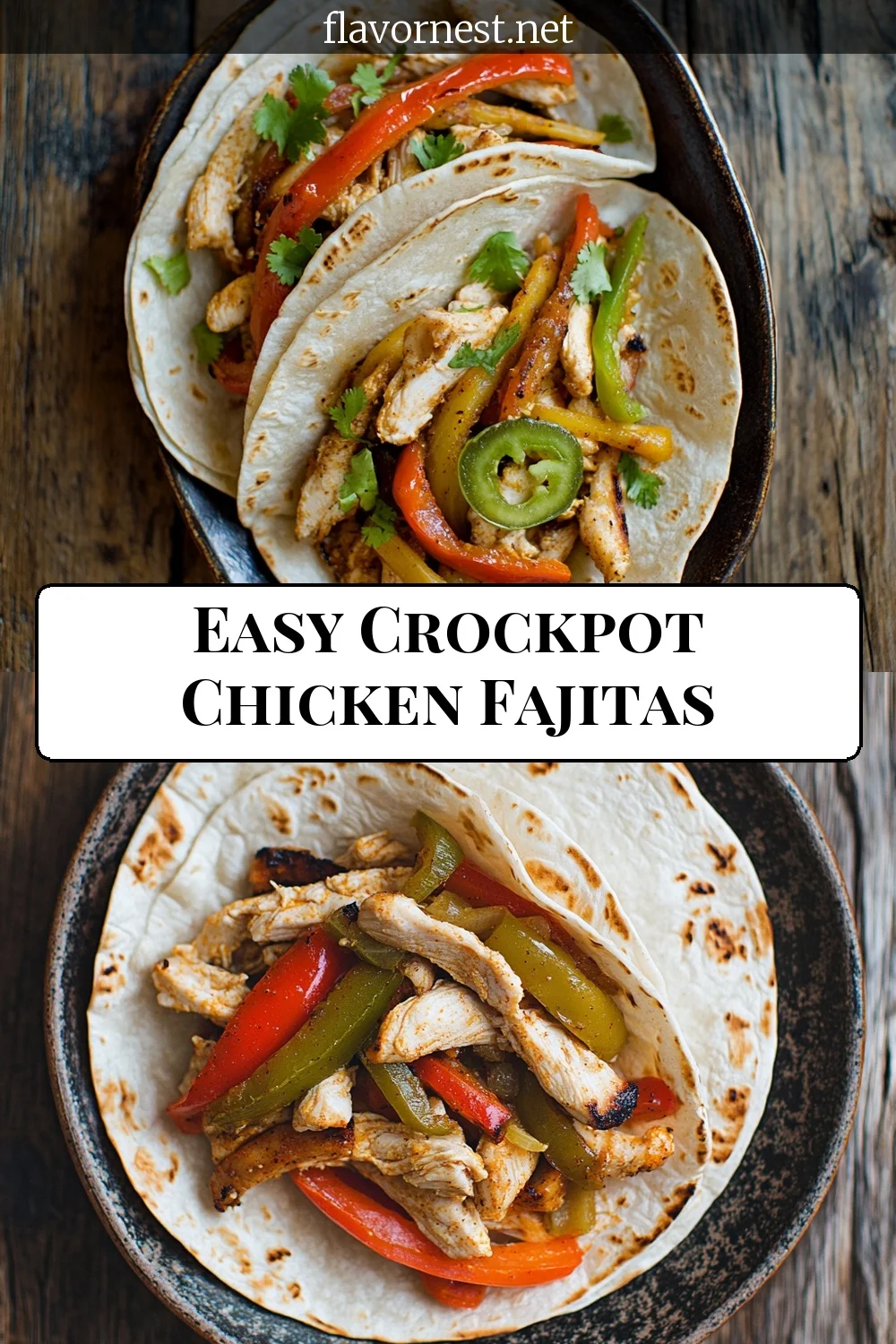 image for easy crockpot chicken fajitas pin