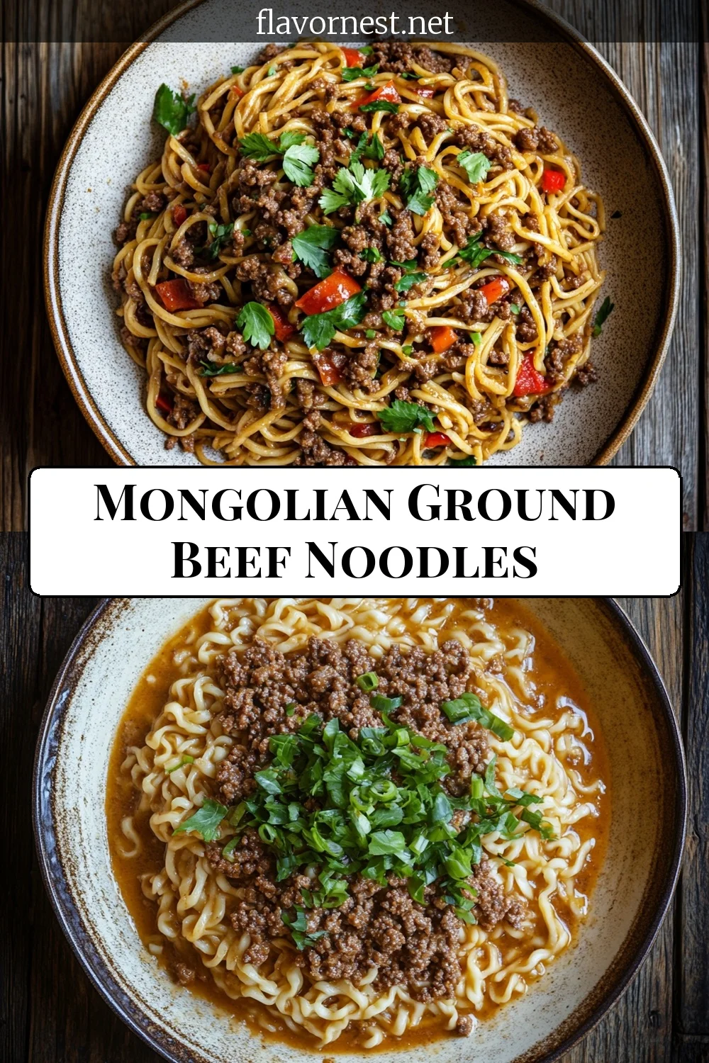 mongolian ground beef noodles recipe pin