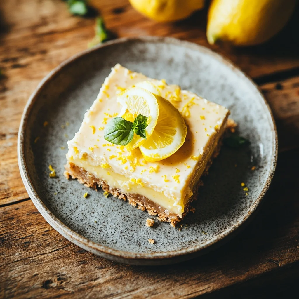 no-bake lemon pie bars serving suggestion
