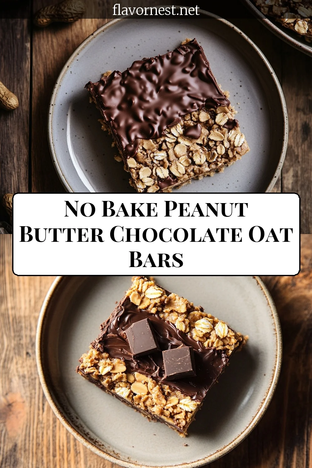 no bake peanut butter chocolate oat bars pin