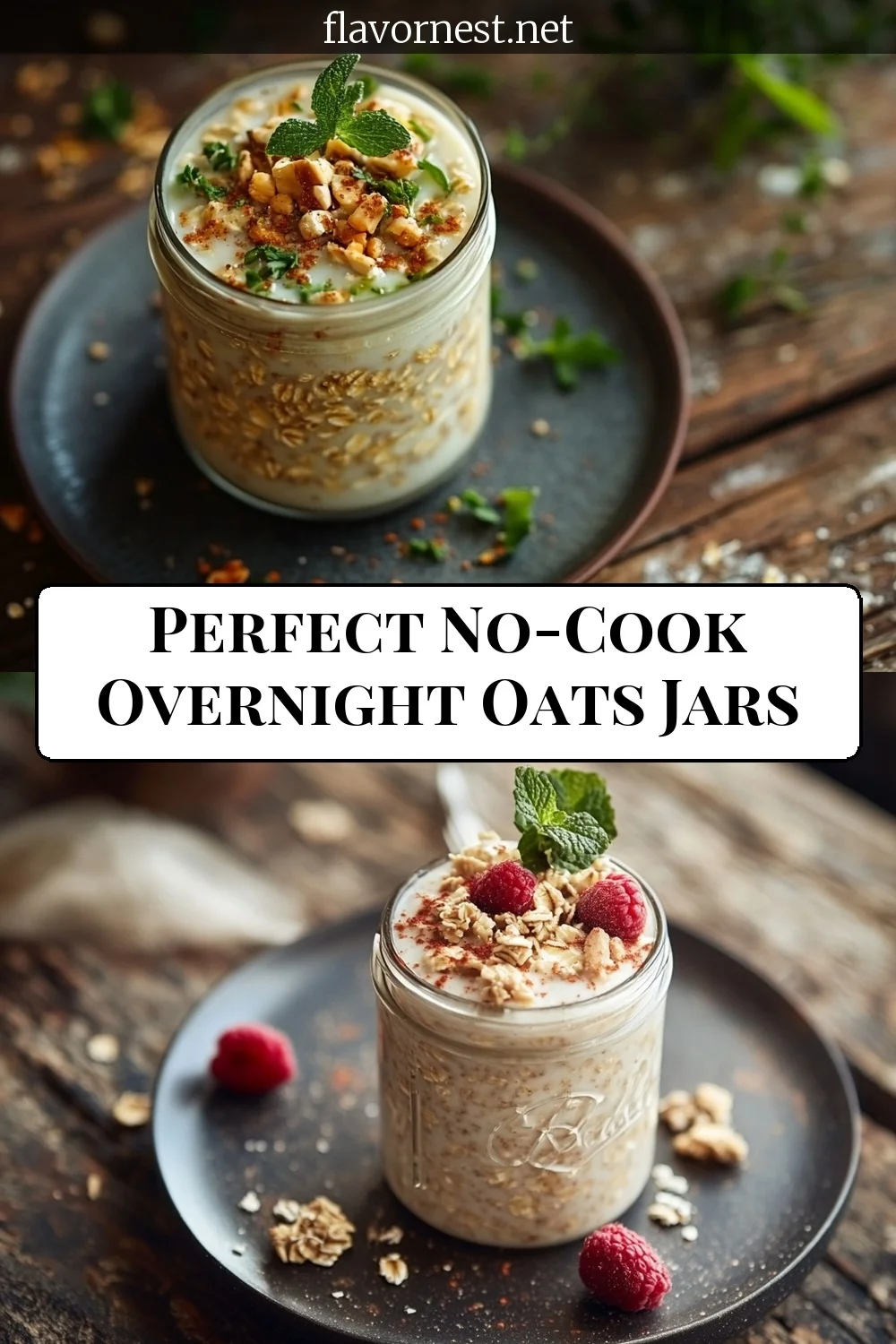 no-cook overnight oats jars pin