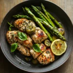 one pan lemon herb chicken with asparagus