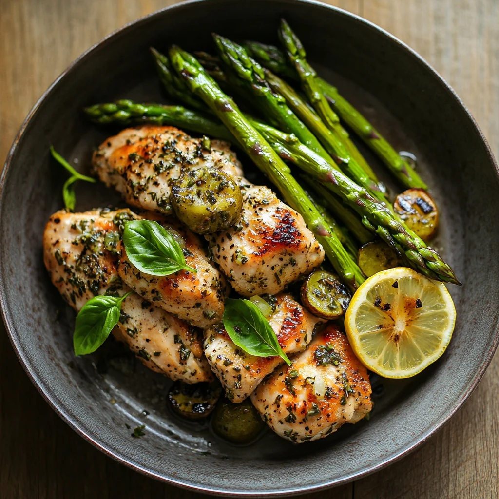one pan lemon herb chicken with asparagus