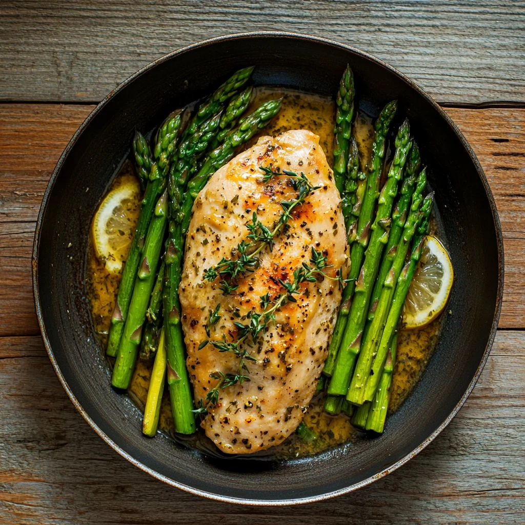 one pan lemon herb chicken with asparagus serving suggestion