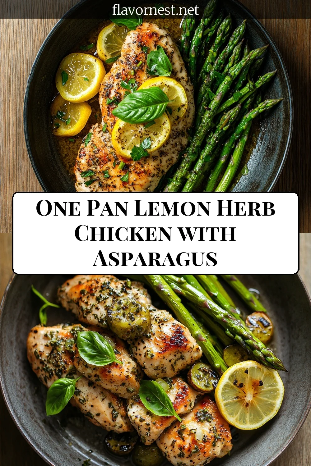 one pan lemon herb chicken with asparagus pin