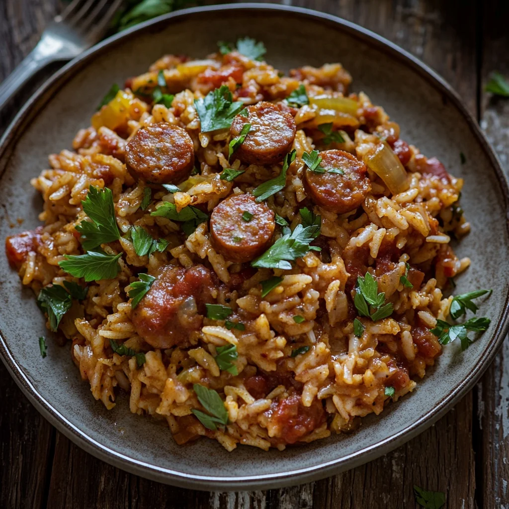 one pot jambalaya with sausage serving suggestion