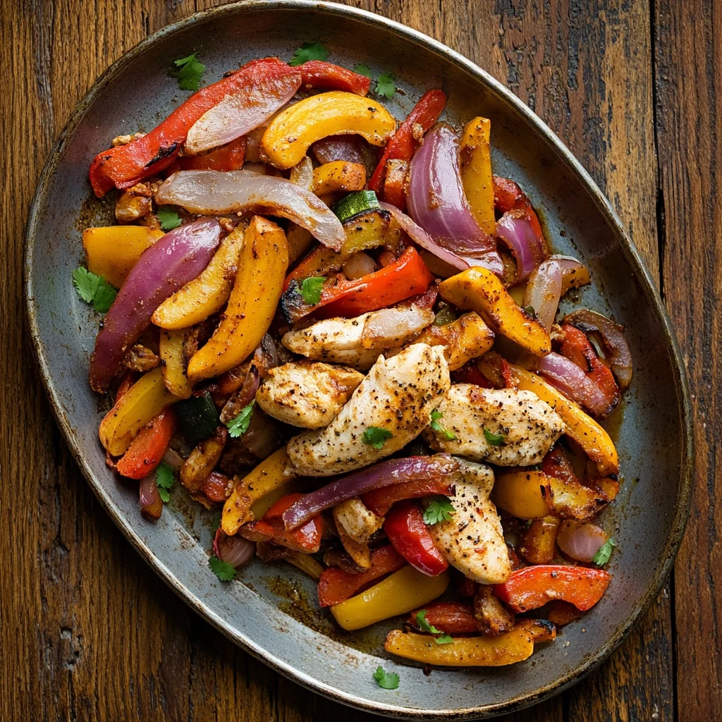 sheet pan fajita veggies and chicken ingredients