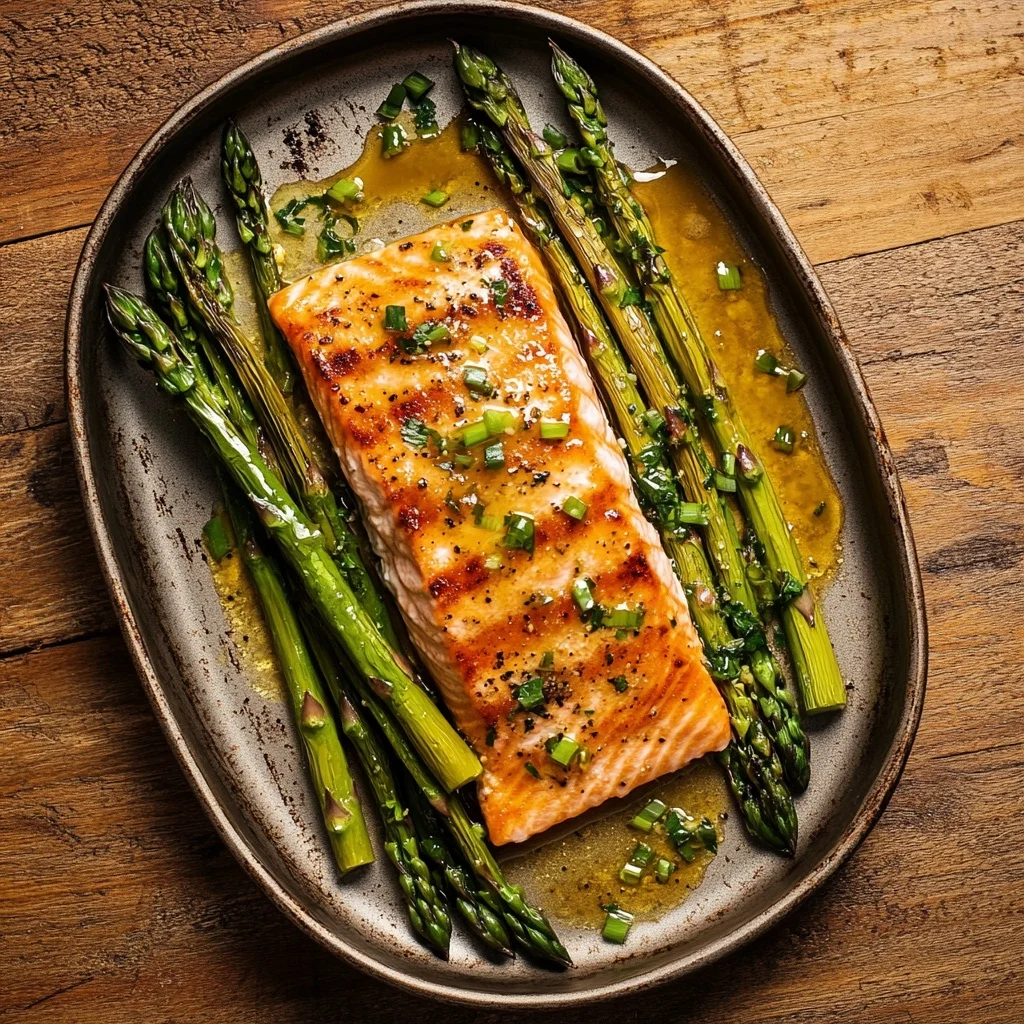 sheet pan salmon and asparagus serving suggestion