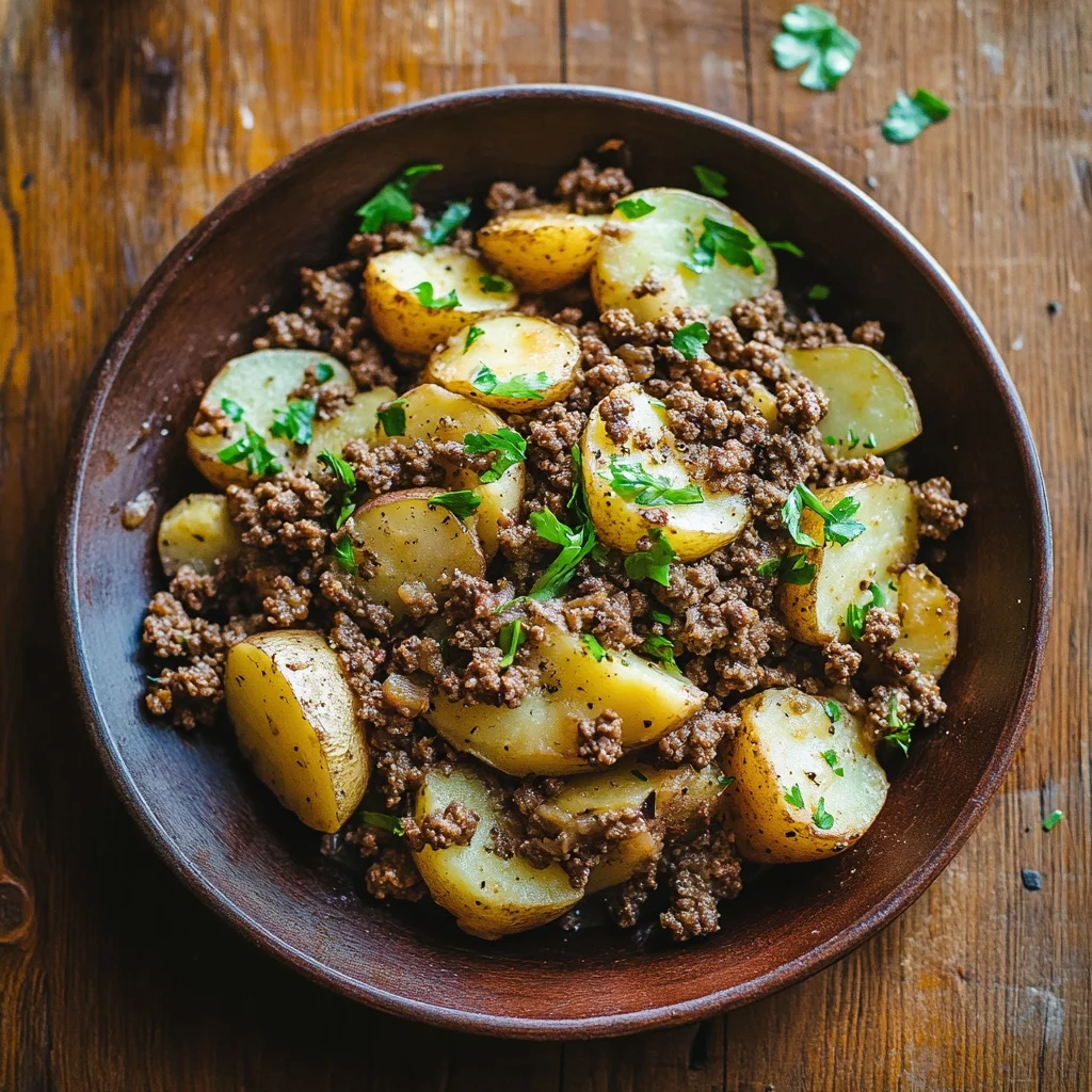 simple ground beef and potato skillet ingredients