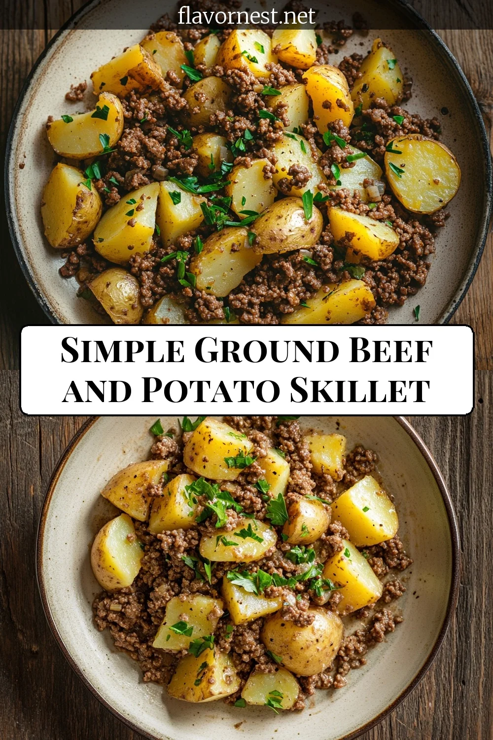 simple ground beef and potato skillet pin