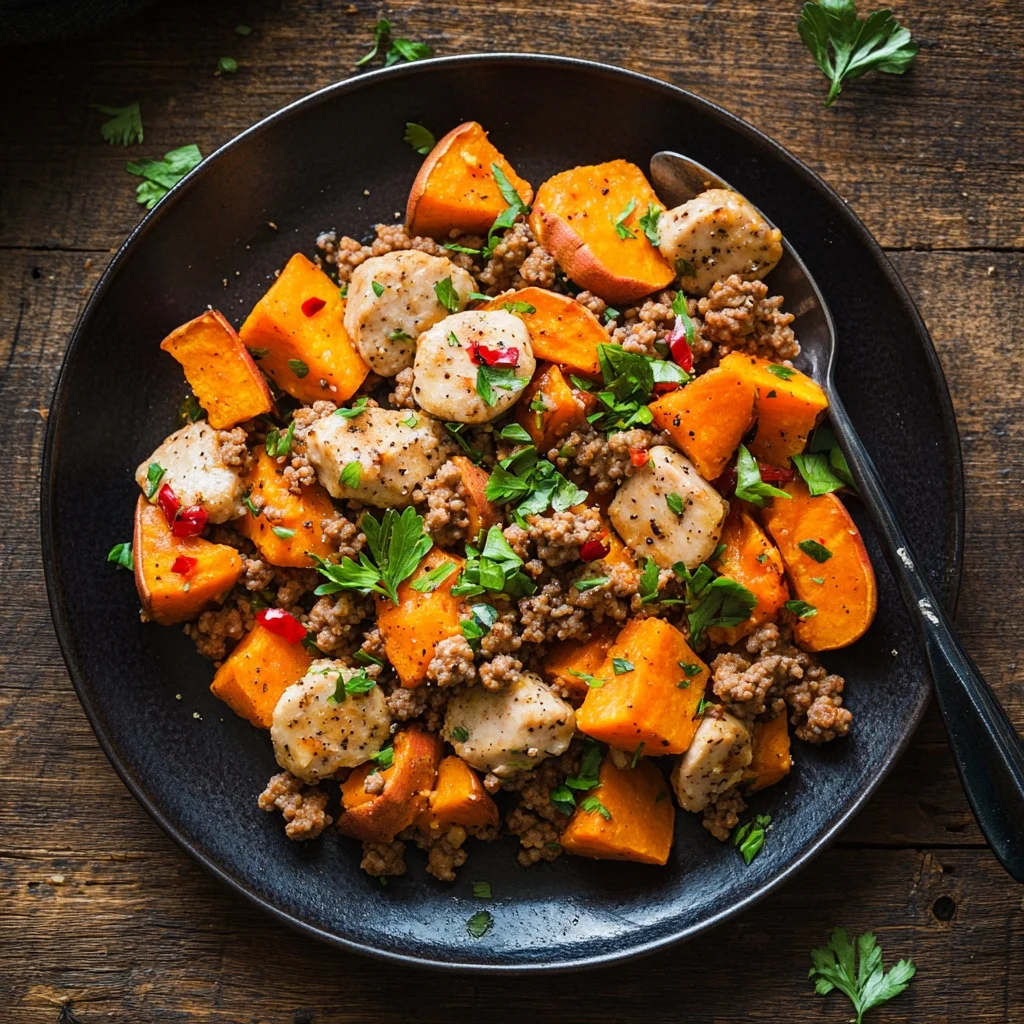simple ground turkey sweet potato skillet ingredients