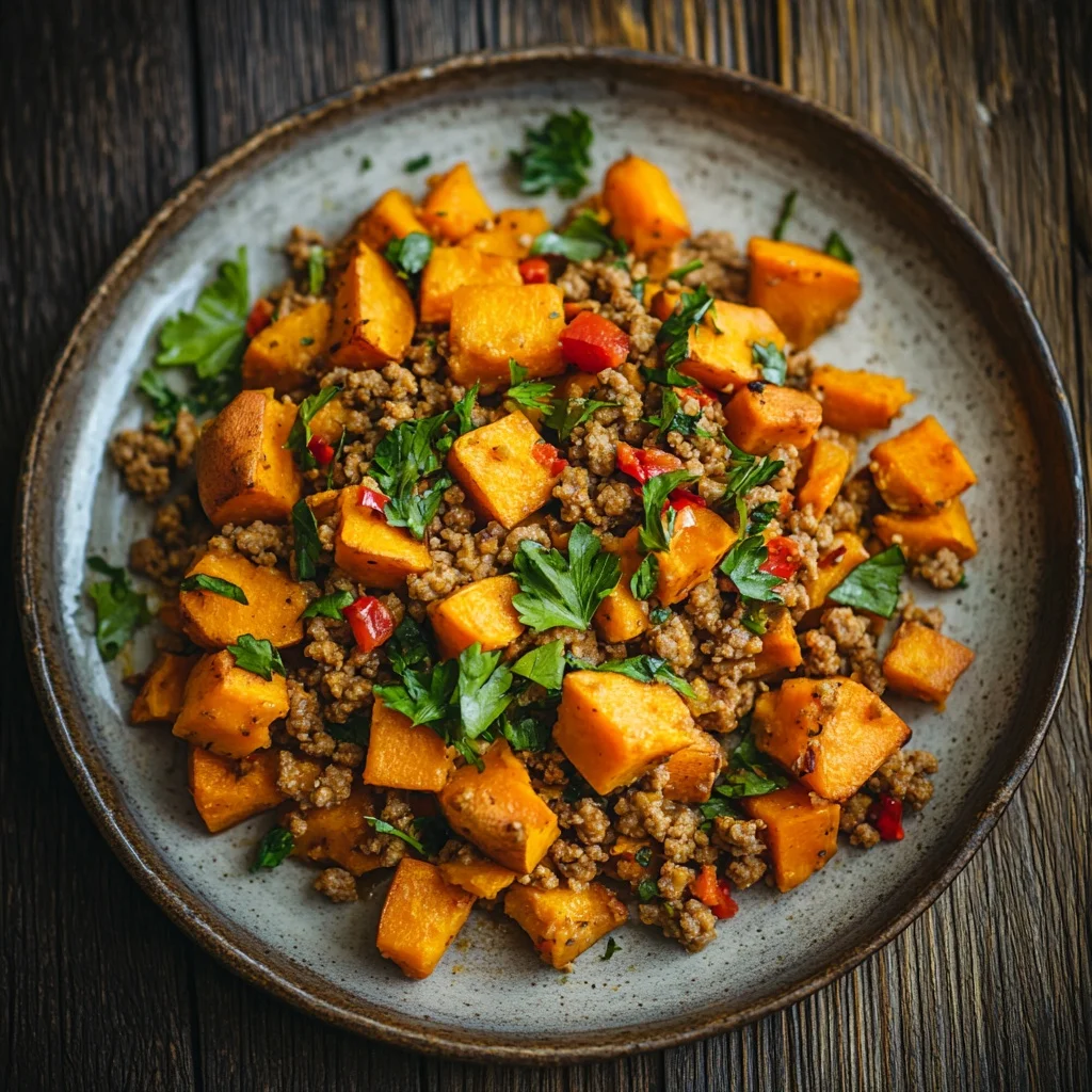 simple ground turkey sweet potato skillet serving suggestion