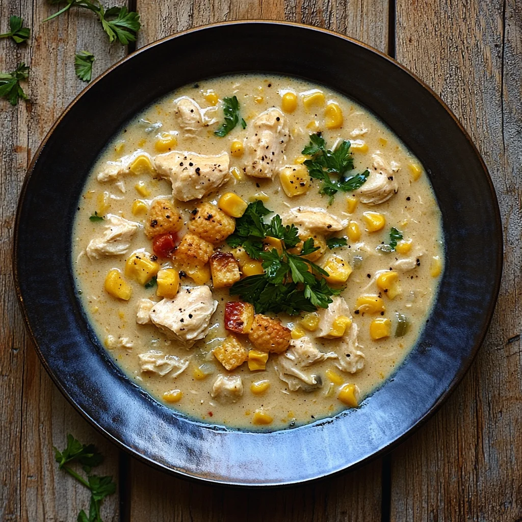 slow cooker creamy chicken and corn chowder